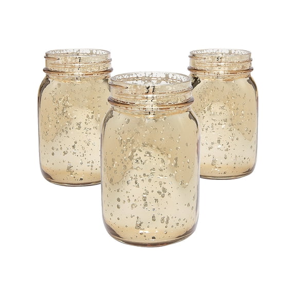 Fun Express - Gold Mercury Glass Mason Jars for Wedding - 12 Pieces