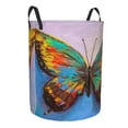 thumbnail image 2 of Balery Oil Painting Beautiful Butterfly Round Laundry Basket with Handles Waterproof Freestanding Laundry Hamper for Clothes Toys in the Dorm and Family-Small, 2 of 8
