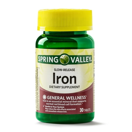 Spring Valley Iron Supplement Slow Release Tablets, 45 mg, 30 (Best Iron Supplement To Take For Anemia)