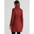 thumbnail image 3 of DARING DIVA Women's Double Breasted Slant Pocket Button Down Belted Coats Dark Red S, 3 of 6