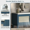 thumbnail image 3 of 43" Shoe Storage Bench with Cushion, 2-Tier Wood Bench with Adjustable Shelves and 2 Rattan Doors, Rustic Shoe Organizer Cabinet for Entryway, Hallway, 3 of 9