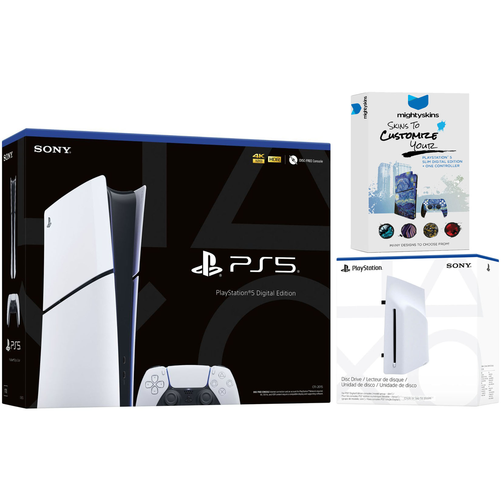 Sony PlayStation 5 Slim Digital Bundle with Disc Drive and MightySkins Code