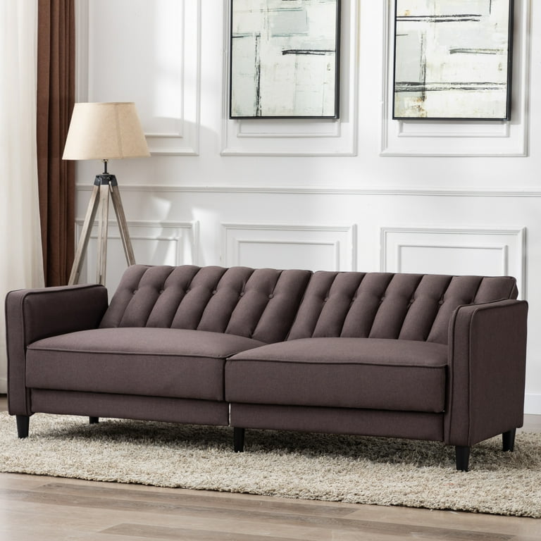 AC Pacific Tufted Noah Modern Sleeper Sofa Bed Chocolate