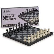 Large 2-in-1 Travel Magnetic Chess & Checkers Board Game Set - 14 Inches