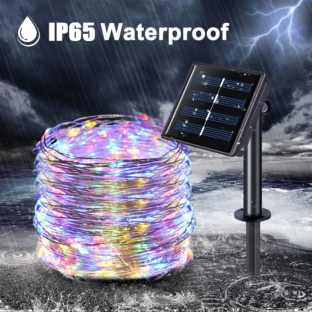 LED Solar String Lights Rope Light Strip Fairy Lights Outdoor Waterproof 8 Modes Garden Xmas Party Lam Decorative Lighting for Patio Garden Yard Party Wedding - image 4 of 9