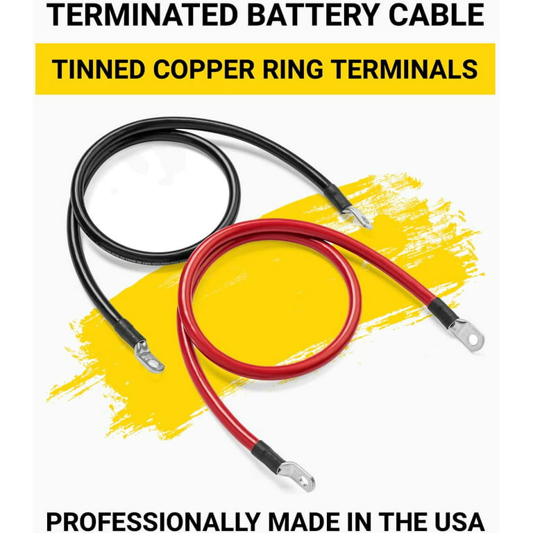 Spartan Power 4 AWG 10 Foot Battery Cable Set Four Gauge Wire Made in  America 10 FT with 3/8 Ring Terminals 
