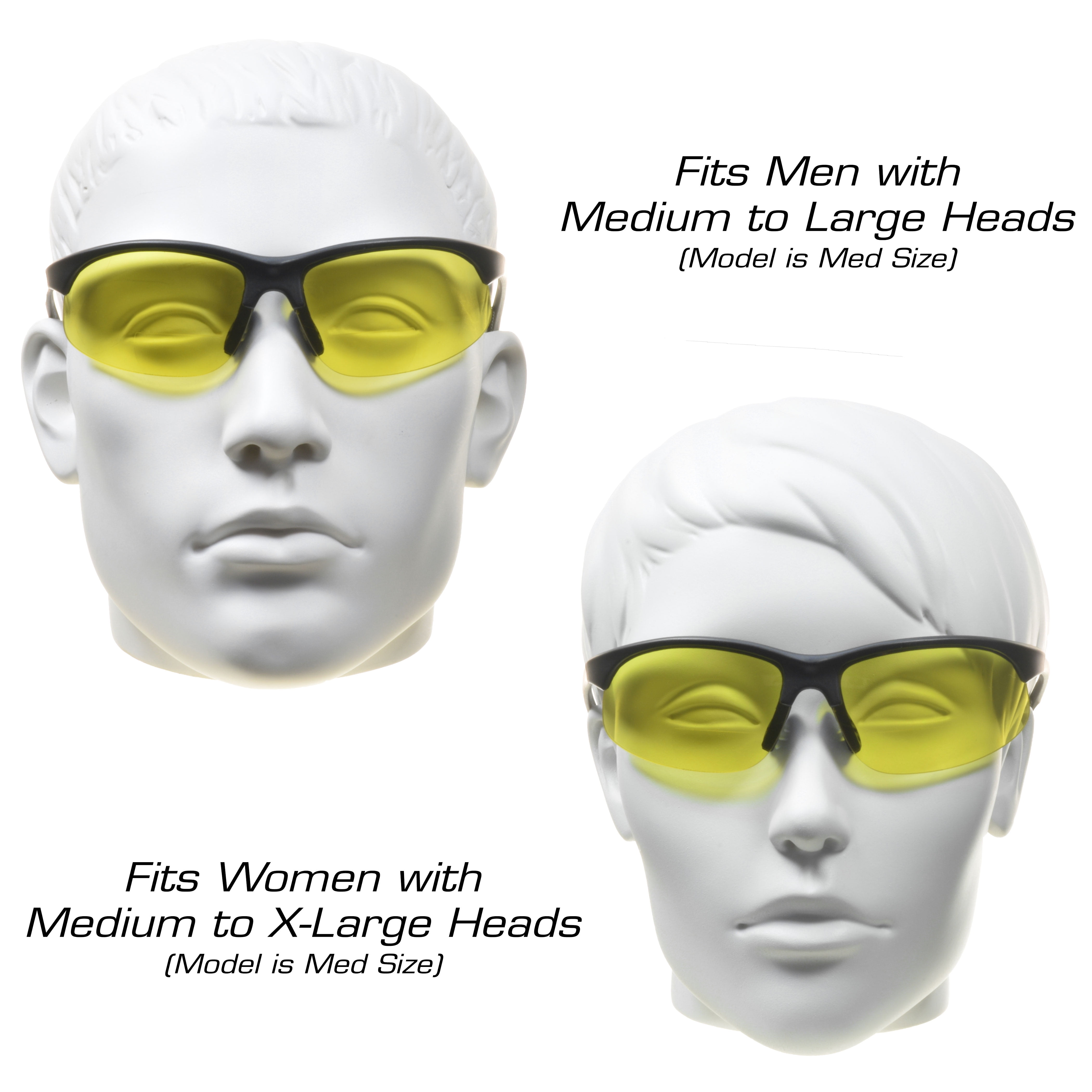 proSPORT Sunglasses 2 Pairs 2.00 Bifocal Reader Sunglasses Dark Gray Smoke & Optic Yellow Lens Sport Wrap Polycarbonate Golf Cycling Driving Running Tennis Motorcycle Men Women