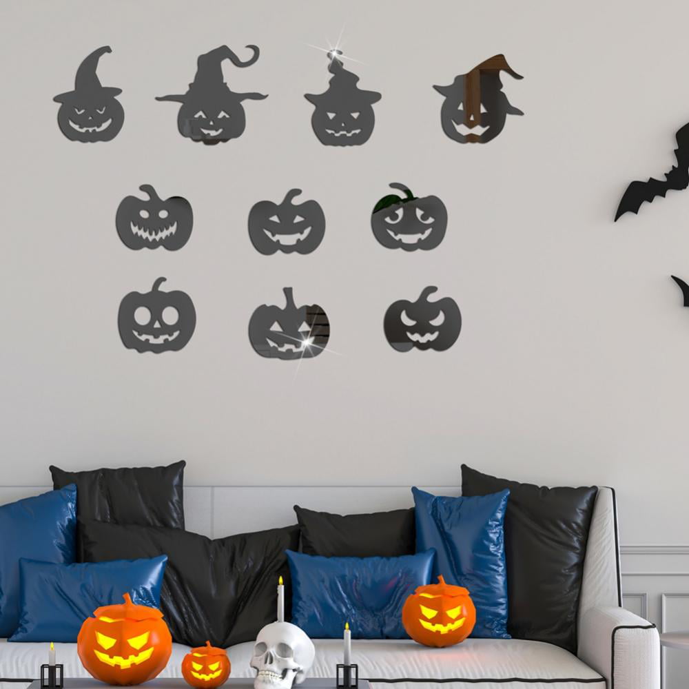 Halloween Night Witch Bats ghost Skull Wall Stickers Decals Bedroom Living Room 