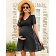 thumbnail image 6 of KOJOOIN Women's Maternity Dress 2024 Short Sleeve Summer Dress V Neck for Baby Shower Photography Midi Dress, 6 of 9