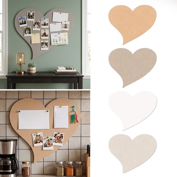 Heart Shaped Bulletin Board with Backing, Pin Board Tile for Wall Decor and Photo Display Board