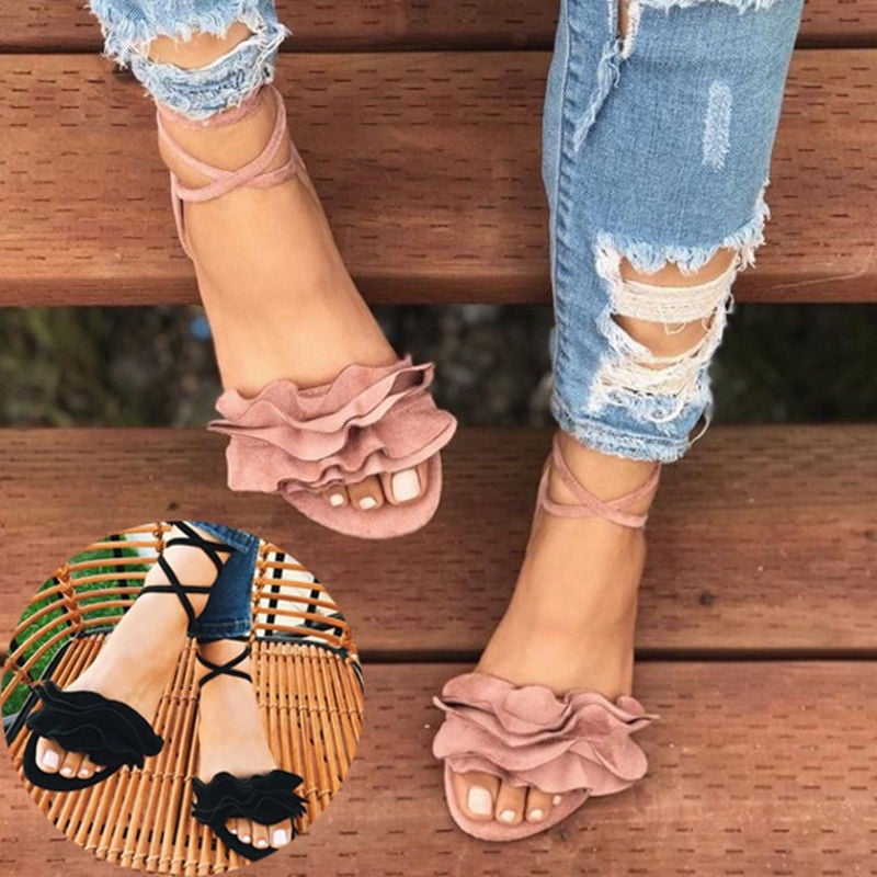 Womens New Beach Jelly Sandals Cut Out Flats Closed Toe Shoes T-strap Sandals