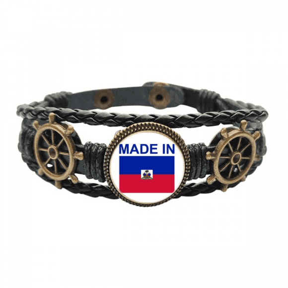 Haiti Country Love Leather Braided Ocean Bracelet Wristband