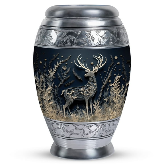 Majestic Deer In Winter Large Cremation Urns, Cremation Urn, Urn For Ashes Adult Male, Cremation Urn For Ashes, Urns For Human Ashes Adult Female Mom And Dad, Decorative Urns 10 Inch