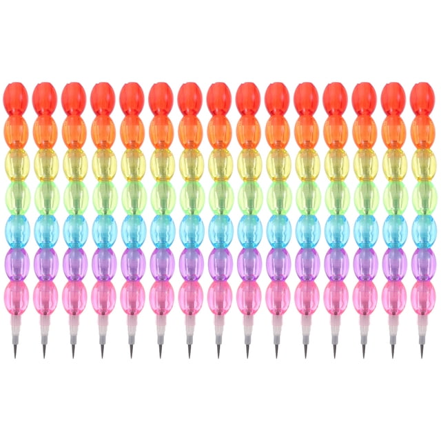 Miangastore Plastic Stacking Pencils with Sharpened Nibs for Kids Assorted Color 15Pcs