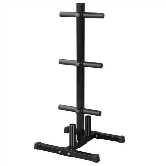 Olympic Plate Tree Holder Weight Bumper Plate Tree Stand Rack Home Gym Black