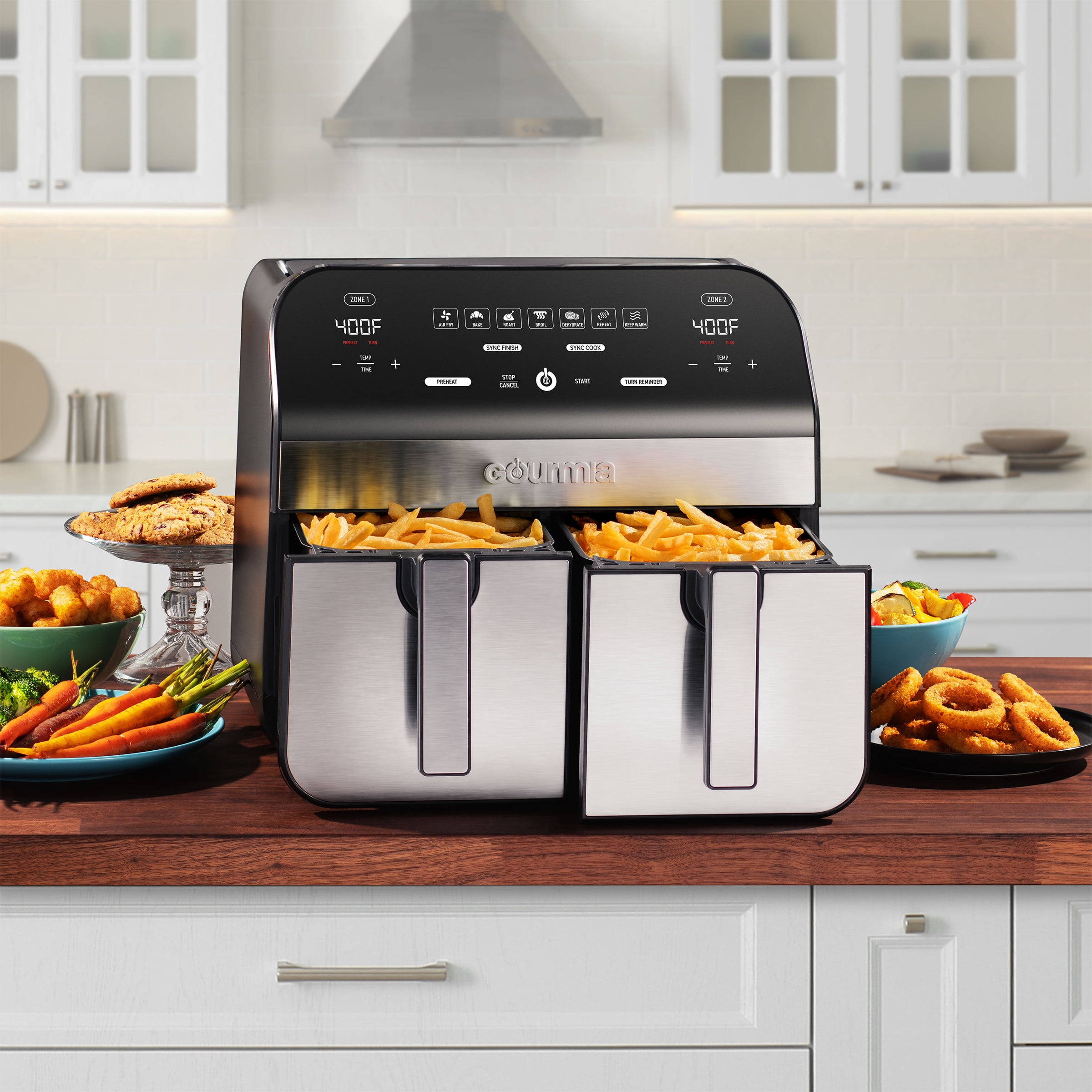 Gourmia 10-QT. Dual Basket Digital Air Fryer with Sync Finish and