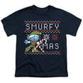 thumbnail image 2 of Smurfs Christmas Smurfy Candy Cane X-mas Kids T Shirt for Youth Boys and Girls, Navy, X-Large, 2 of 5
