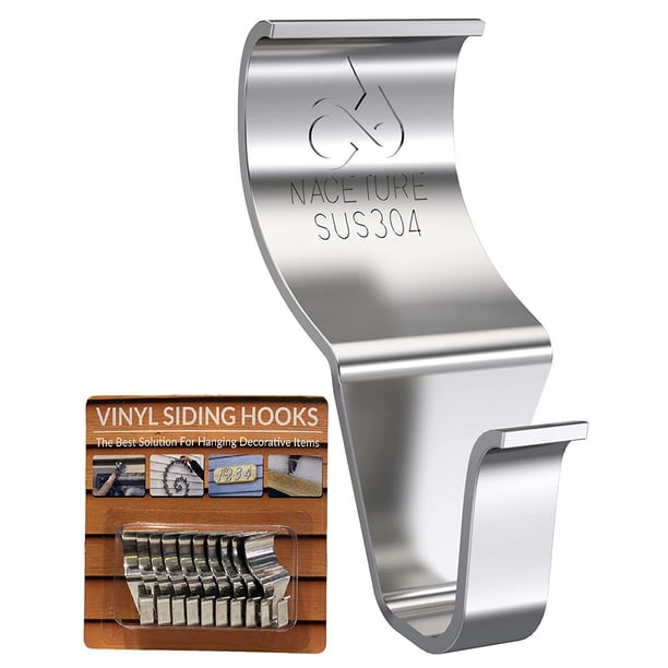 Vinyl Siding Hooks Hanger 10 Pack Heavy Duty 18Lbs Stainless NoHole