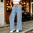 thumbnail image 5 of Vynhevius Women Wide Leg Pants Solid Drawstring Waist Dual Pockets Pleated Casual Loose Trousers, 5 of 7