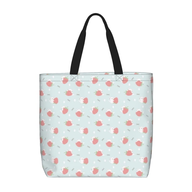 Fotbe Strawberry Bolsa Tote con Estampado para Mujer, Bolsos con Cremallera, Bolsa de Hombro Casual de Gran Capacidad con Bolsillos Internos