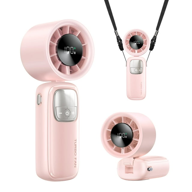 Ventilador portátil KIMMOO Turbo 3 en 1 con batería de 10 horas, color rosa