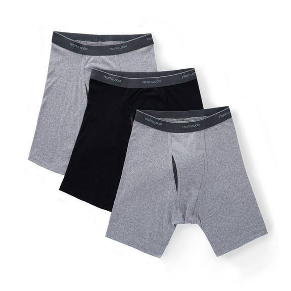 Fruit of the Loom Men's CoolZone Fly Black and Gray Boxer Briefs, 3 Pack