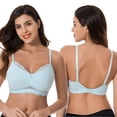 thumbnail image 6 of Curve Muse Plus Size Nursing Cotton Unlined Wirefree Bra With Lace Trim-3 PK-LIGHT BLUE,NUDE, SAGE-34C, 6 of 7