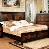 Solid Wood Queen Bed, /walnut Color, Contemporary Bedroom Furniture With Headboard Transitional Modern Parquet Design