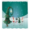 thumbnail image 3 of Ambesonne Elf Shower Curtain, Friendly Gnomes Winter Scene, 69"Wx70"L, Teal and Multicolor, 3 of 5