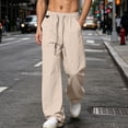 thumbnail image 2 of Bxsruta Mens Loose Fit Joggers Drawstring Waist Athletic Pants Casual Streetwear Wide Leg Trousers, 2 of 8