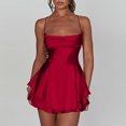 thumbnail image 2 of Women's Sexy Backless Satin Mini Dress Layered Ruffle Hem Tie Back Graduation Dress, 2 of 9