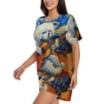 thumbnail image 2 of Fotbe Dog Guitar Starry Night Print Pajama Set for Women 2 Piece Loungewear Short Sleeve Tops and Shorts Set Soft Sleepwear-3X-Large, 2 of 7