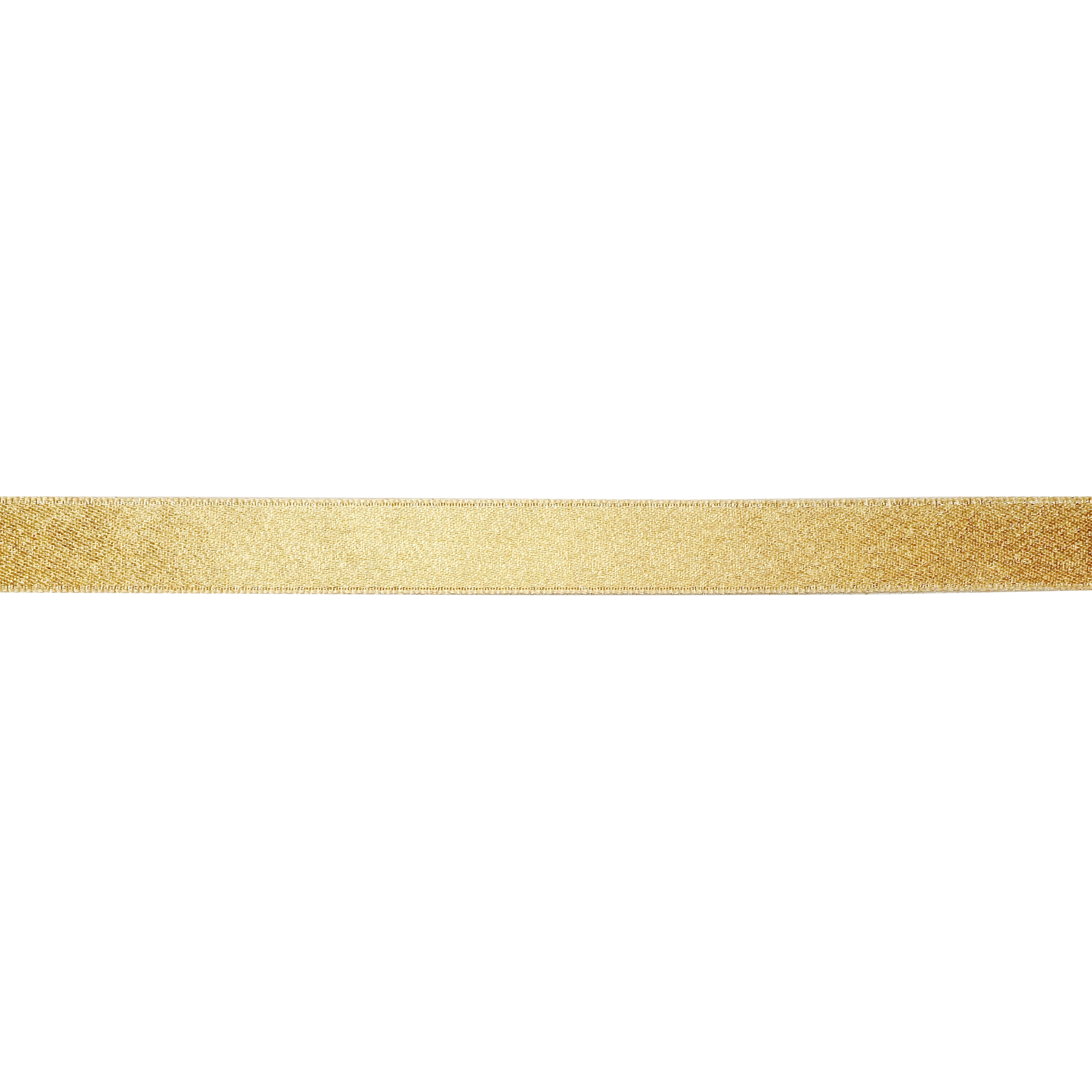 Celebrate It 5/8" x 7yd. Shimmer Satin Ribbon - Gold, Non-Wired with Woven Edge, Nylon & Metallic - Ideal for Gift Wrapping, Crafts & Decor, 12 Pack