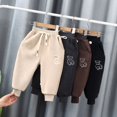 thumbnail image 6 of Boys Sweats Toddler Sweat Pants Kids Boys Girls Toddler Pull-On Fleece Sweatpants Toddlers Active Jogger Pants Basic Track Pants for Child Beige 6-12 Months, 6 of 6