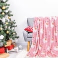 thumbnail image 4 of Christmas Fuzzy Blanket 60 x 50 Inch Pink Santa Clause Xmas Tree Throw Blanket Soft Warm Winter Blanket for Home Chair Sofa Couch Bed, 4 of 6