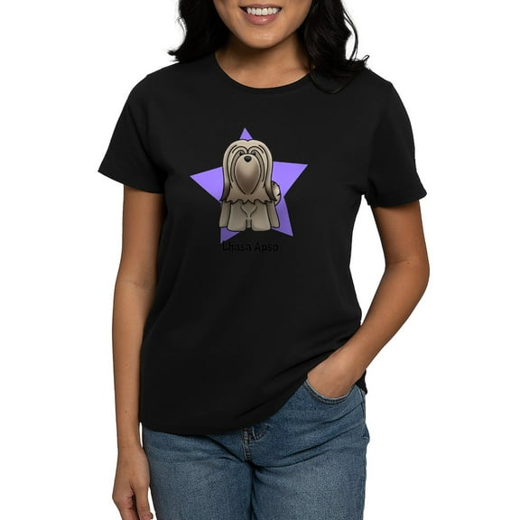 CafePress - Anime Star Lhasa Apso Women's Dark T Shirt - Women's Traditional Fit Dark T-Shirt