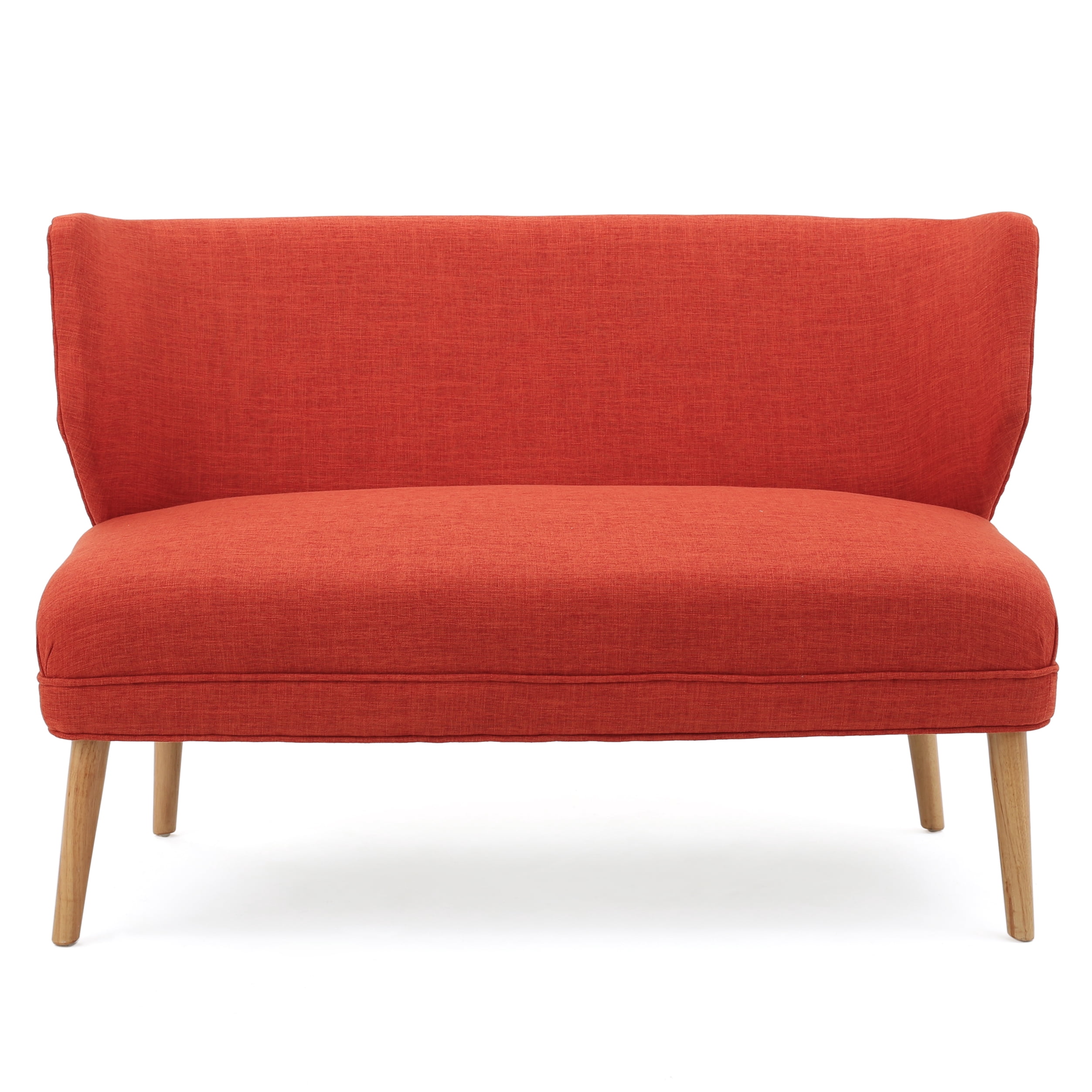 Dumont MidCentury Modern Fabric Settee, Muted Blue and Natural