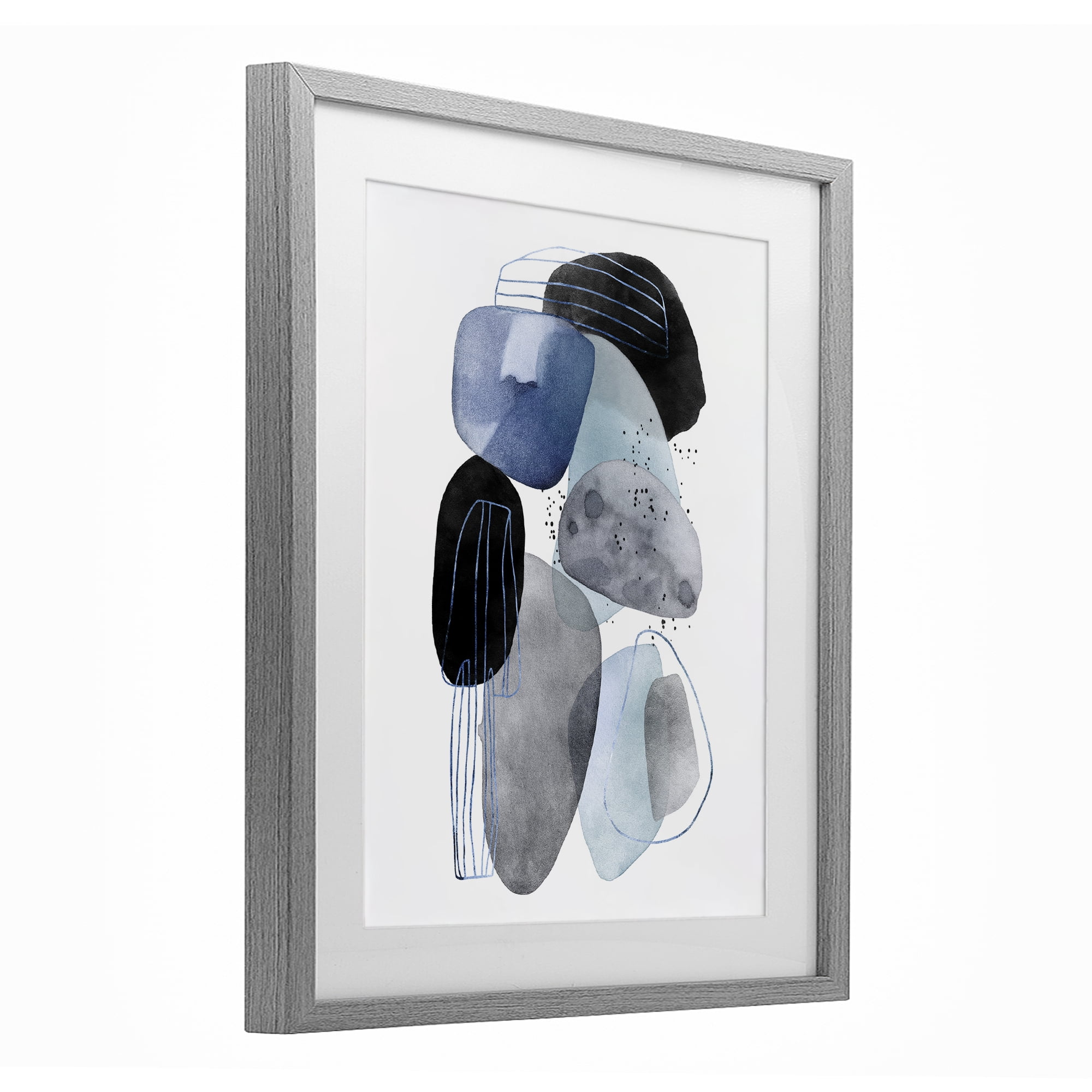 Stupell Industries Pebbles of Frozen Currents Gray Framed Print Under Glass, design by Svetlana Aleynikova