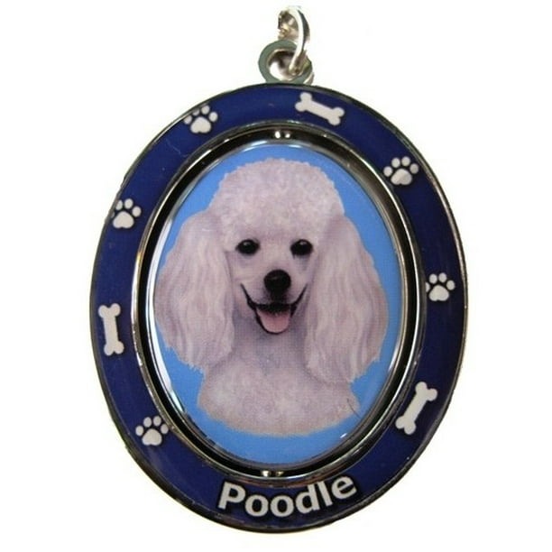 Dog Keychains White Poodle Spinning Keychain