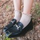 thumbnail image 5 of Calcetines de otoño para mujer, calcetines de encaje de agárico de color sólido, serie japonesa de algodón, tubo corto rizado, 5 of 6