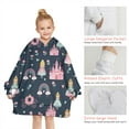 thumbnail image 6 of Dark Blue Princess Castle Night Pattern Blanket Hoodies for Kids 6-13YR Oversize Wearable Blanket Hoodies for Boys Girls Teens, 6 of 7