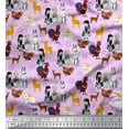 thumbnail image 1 of Soimoi Rayon Fabric Reindeer,Hen & Cock Bird Fabric Prints by Yard 42 Inch Wide, 1 of 3