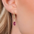 thumbnail image 3 of Gem Stone King 925 Silver and 10K Yellow Gold Pink Topaz and Lab Grown Diamond Dangle Earrings for Women | 2.14 Cttw | Gemstone November Birthstone | Pear Shape 8X5MM, 3 of 6