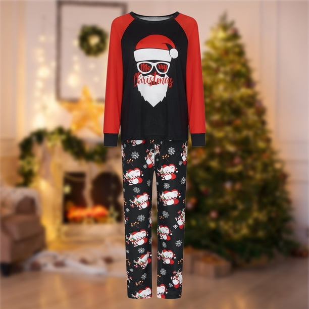 Conjuntos de pijama familiar de Navidad Cuello de capucha Ropa de dormir linda Parejas de algodón sueltas Jóvenes FLhrweasw Nuevo
