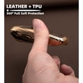 thumbnail image 5 of Key Fob Cover for Audi with Key Chain, Upper Leather + Soft TPU Key Cover Case Shell for A4 Q7 Q5 TT A5 SQ5 R8 S5, 5 of 9