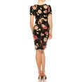 thumbnail image 3 of Moa Collection Women's Floral Sheath Dress with Deep V-Neckline and Puff Sleeves, 3 of 6