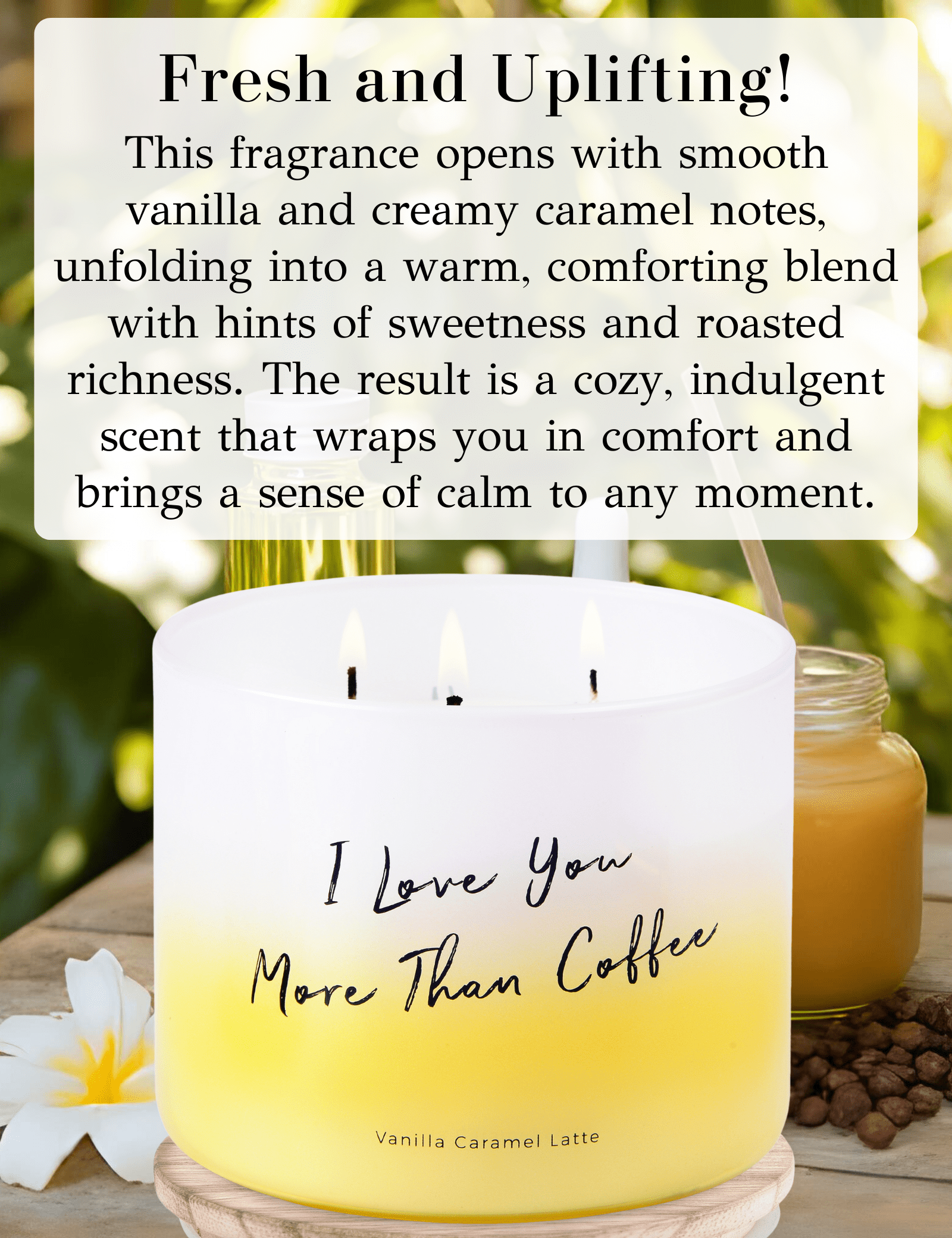 Vanilla Caramel Latte Coffee Candle 3 Wick Large Soy Scented Candles for Men and Women 15.8 Oz