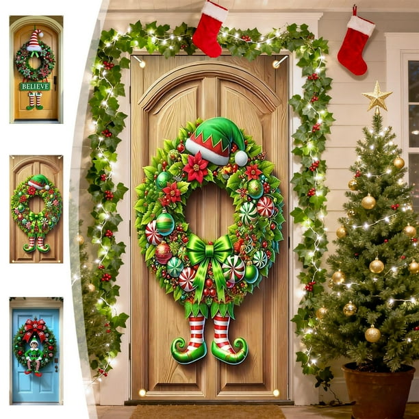Cortina Decorativa Navideña para Puerta, 90 X 180 Cm, Multicolor, Nailon y Elastano, 1 Unidad - Zkr250911642A
