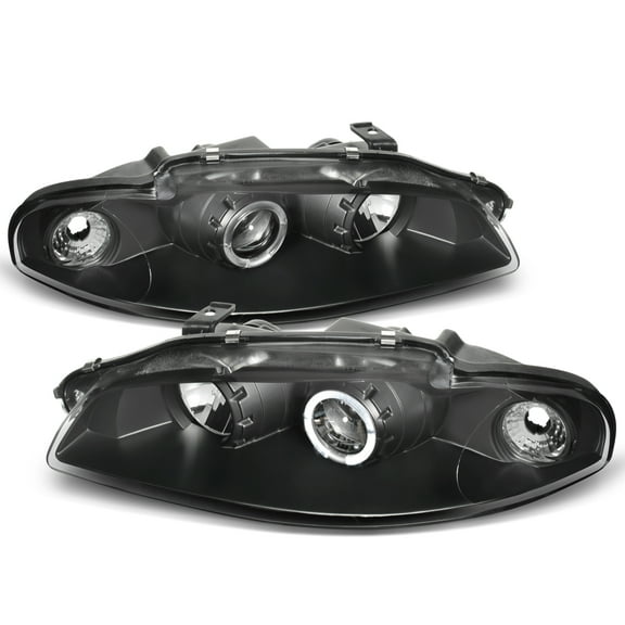 AKKON - For Mitsubishi Eclipse Black Bezel Dual LED Design Projector Headlights Front Lamps Replacement Set