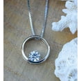 thumbnail image 4 of Om Jewels 14K White Gold Plated Circle Solitaire Pendant Chain Real Moissanite Round Cut for Women, 4 of 4